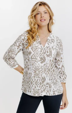 Chemisiers<Armand Thiery Blouse imprimée avec détails galon - Kakiclair