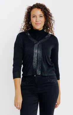 Pulls & Cardigans<Armand Thiery CARDIGAN BANDE FANTAISIE - Noir