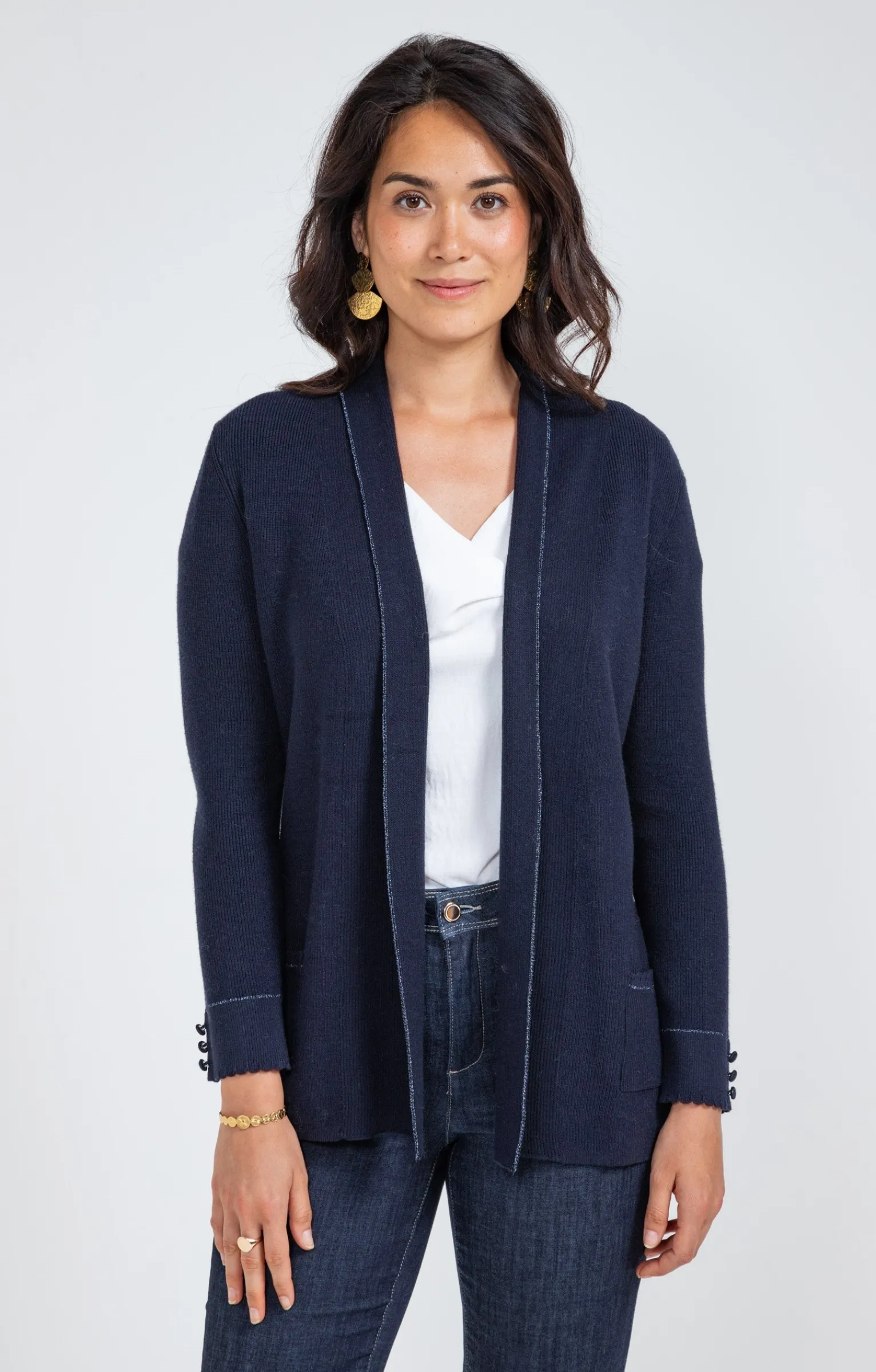 Pulls & Cardigans<Armand Thiery Cardigan côte anglaise - Marine