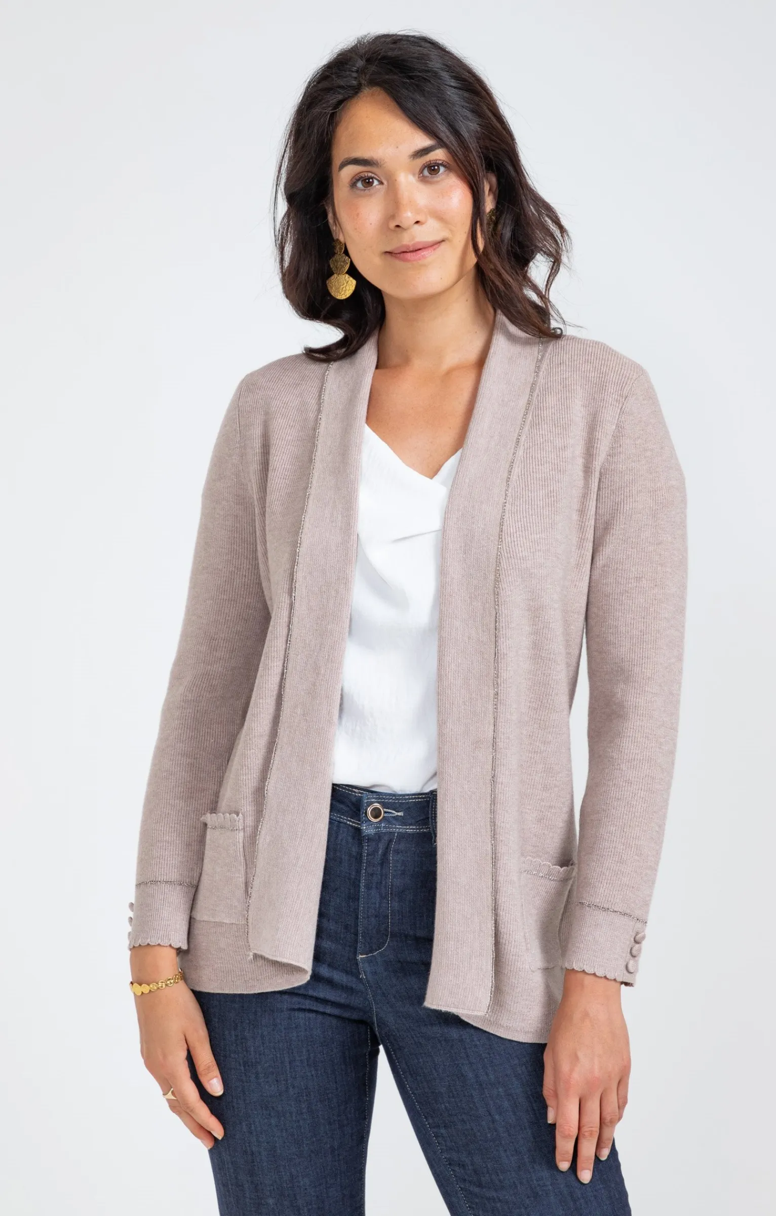 Pulls & Cardigans<Armand Thiery Cardigan côte anglaise - Taupe