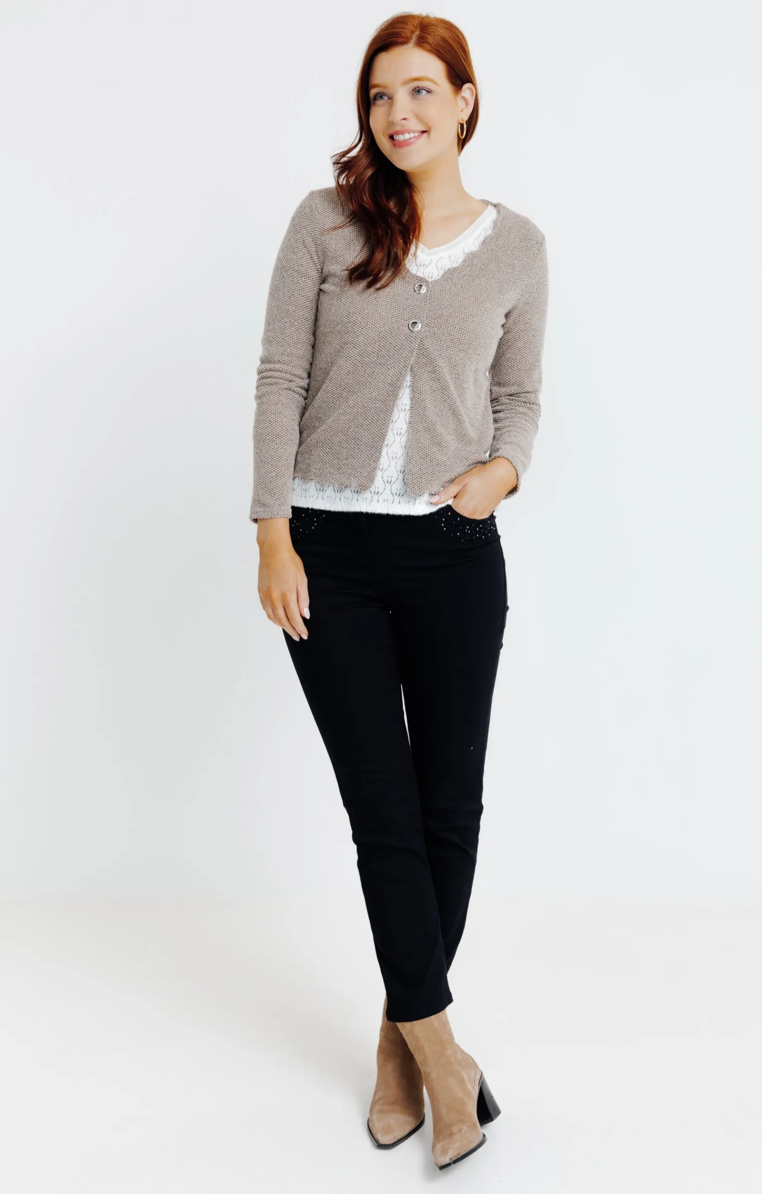 Pulls & Cardigans<Armand Thiery Cardigan festonné - Grège