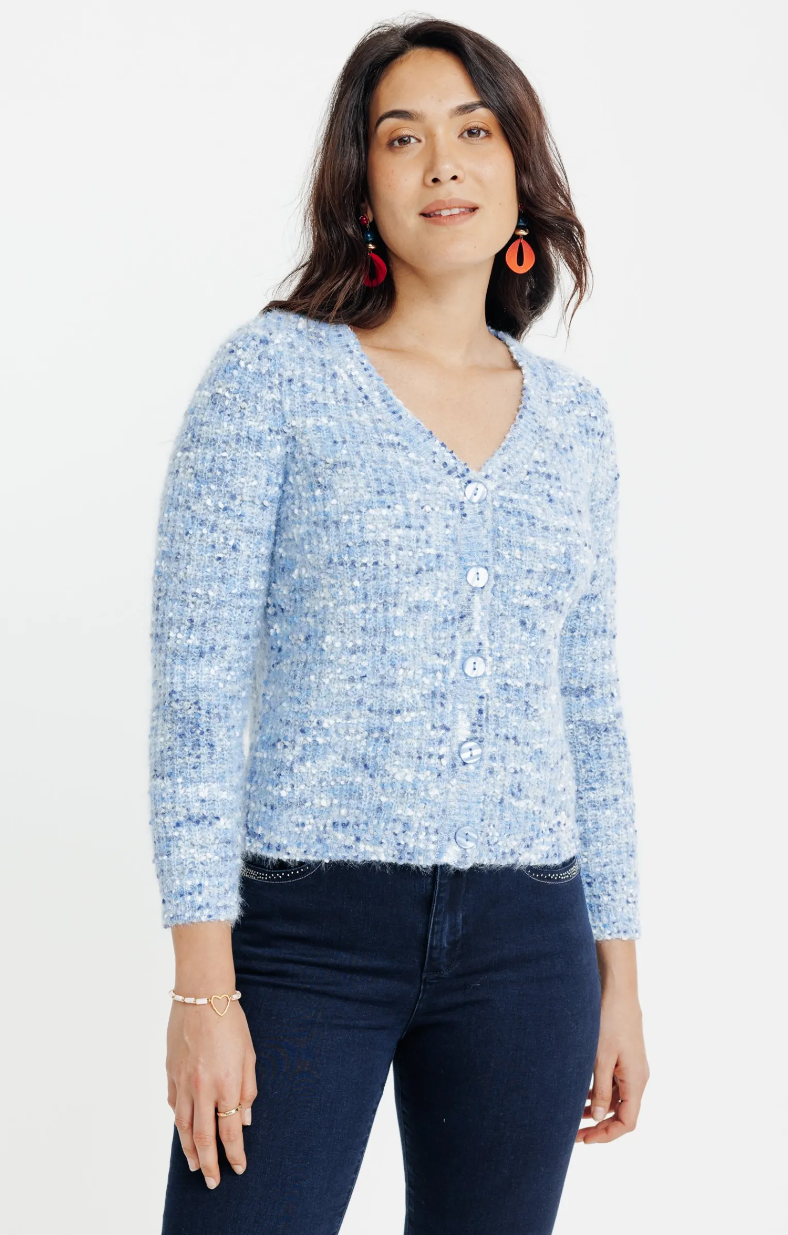 Pulls & Cardigans<Armand Thiery Cardigan maille popcorn - Bleuciel