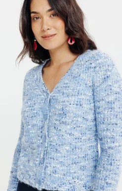 Pulls & Cardigans<Armand Thiery Cardigan maille popcorn - Bleuciel