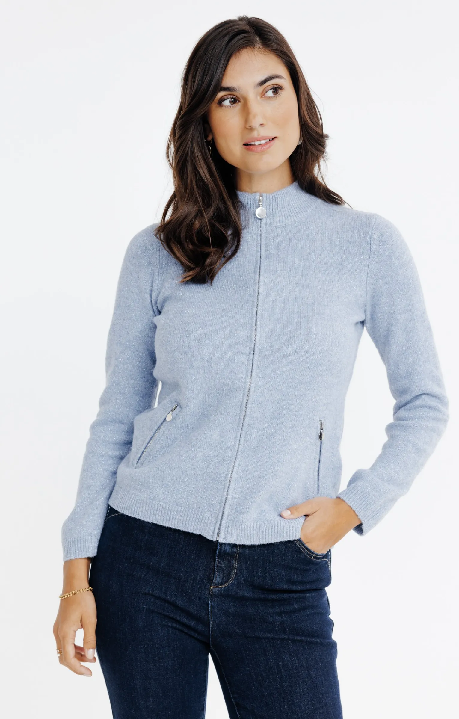Pulls & Cardigans<Armand Thiery CARDIGAN ZIPPE - Bleuciel