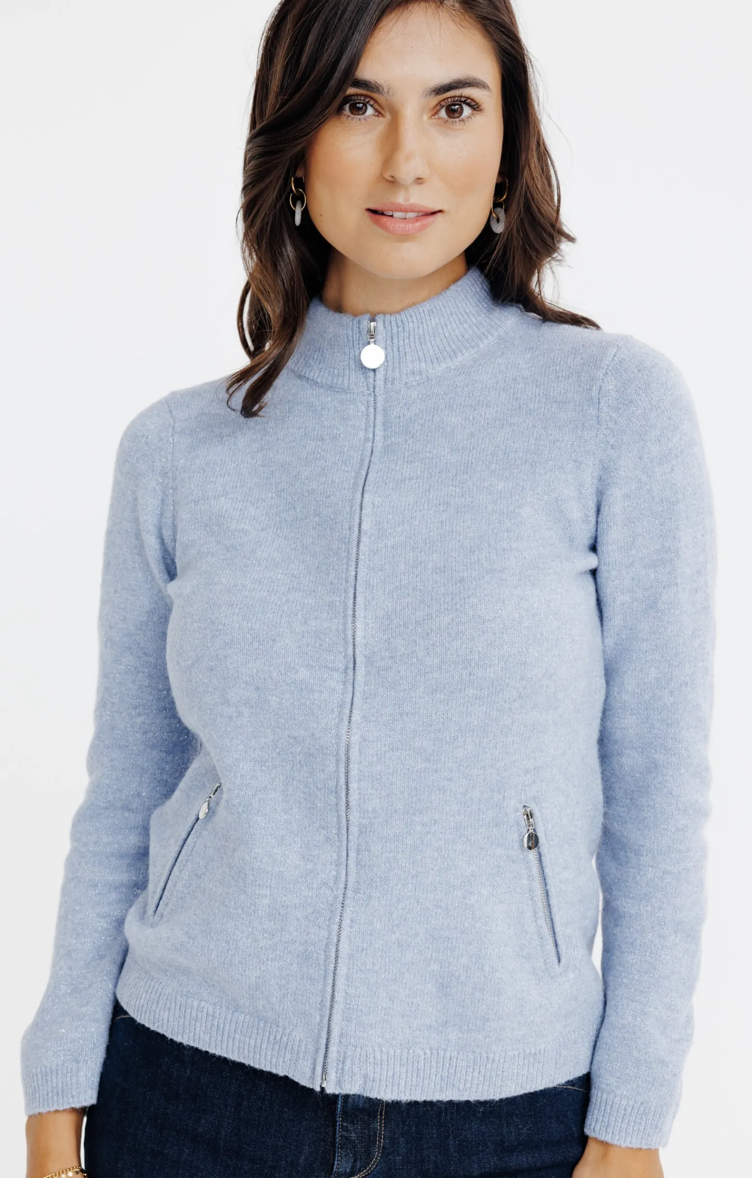 Pulls & Cardigans<Armand Thiery CARDIGAN ZIPPE - Bleuciel