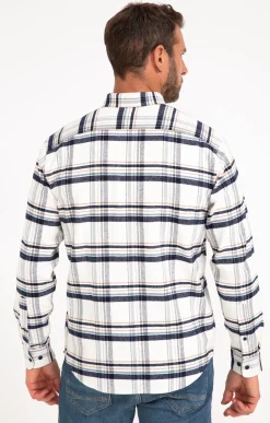 Chemises<Armand Thiery Chemise à carreaux manches longues NESS - Blanc