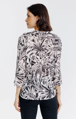 Chemisiers<Armand Thiery Chemise col mao imprimée feuillage - Noir