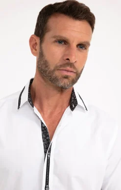 Chemises<Armand Thiery Chemise en satin uni manches longues - Blanc