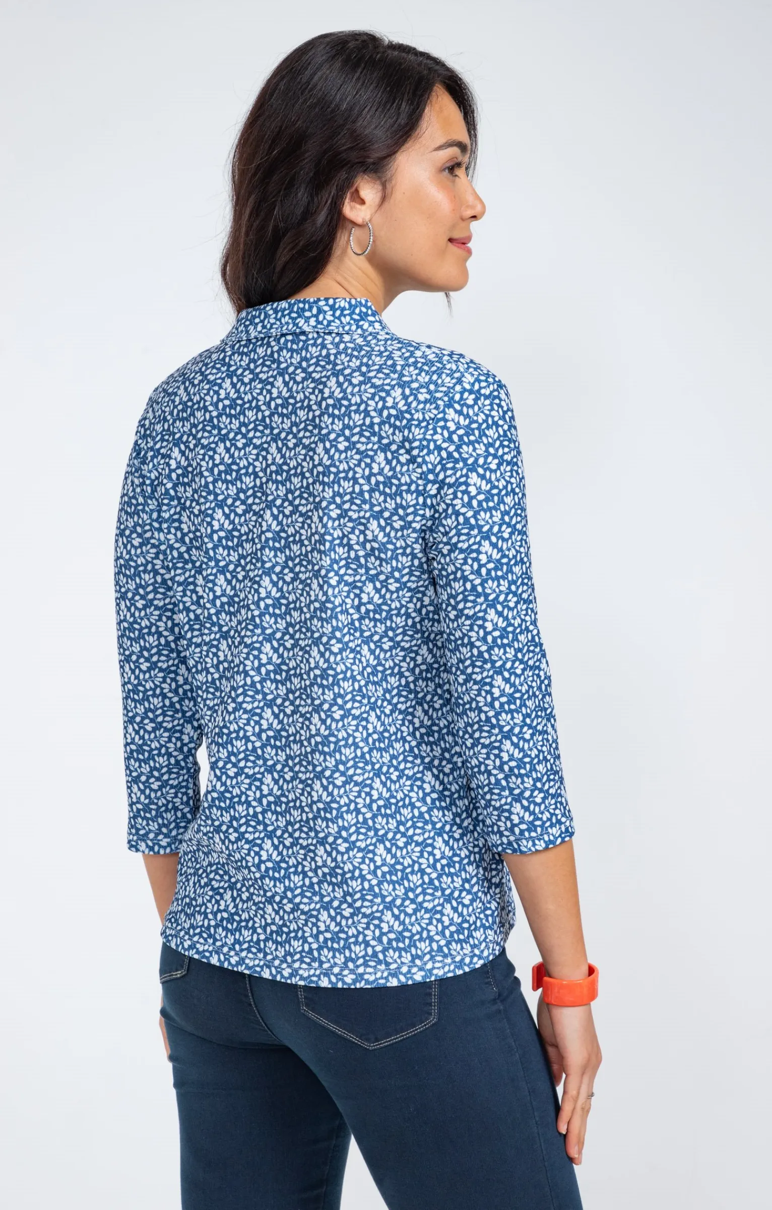 Tee-shirts<Armand Thiery Chemise imprimé petites feuilles - Bleu