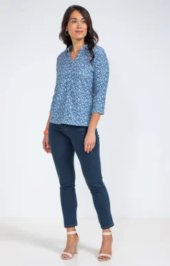 Tee-shirts<Armand Thiery Chemise imprimé petites feuilles - Bleu