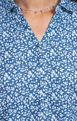 Tee-shirts<Armand Thiery Chemise imprimé petites feuilles - Bleu