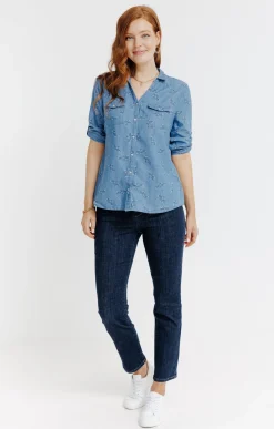 Chemisiers<Armand Thiery chemise imprimée coton-lyocell - Bleu