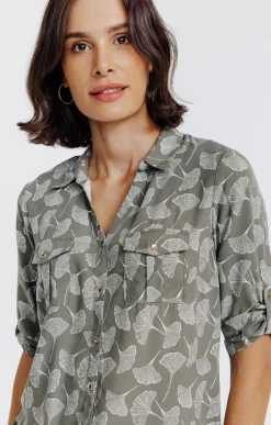 Chemisiers<Armand Thiery Chemise imprimée feuillage - Kakiclair