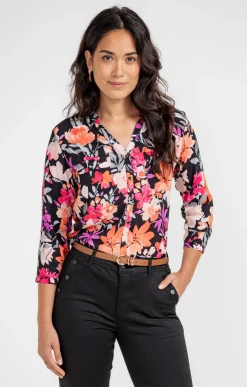 Chemisiers<Armand Thiery CHEMISE IMPRIME FLORAL - Noir