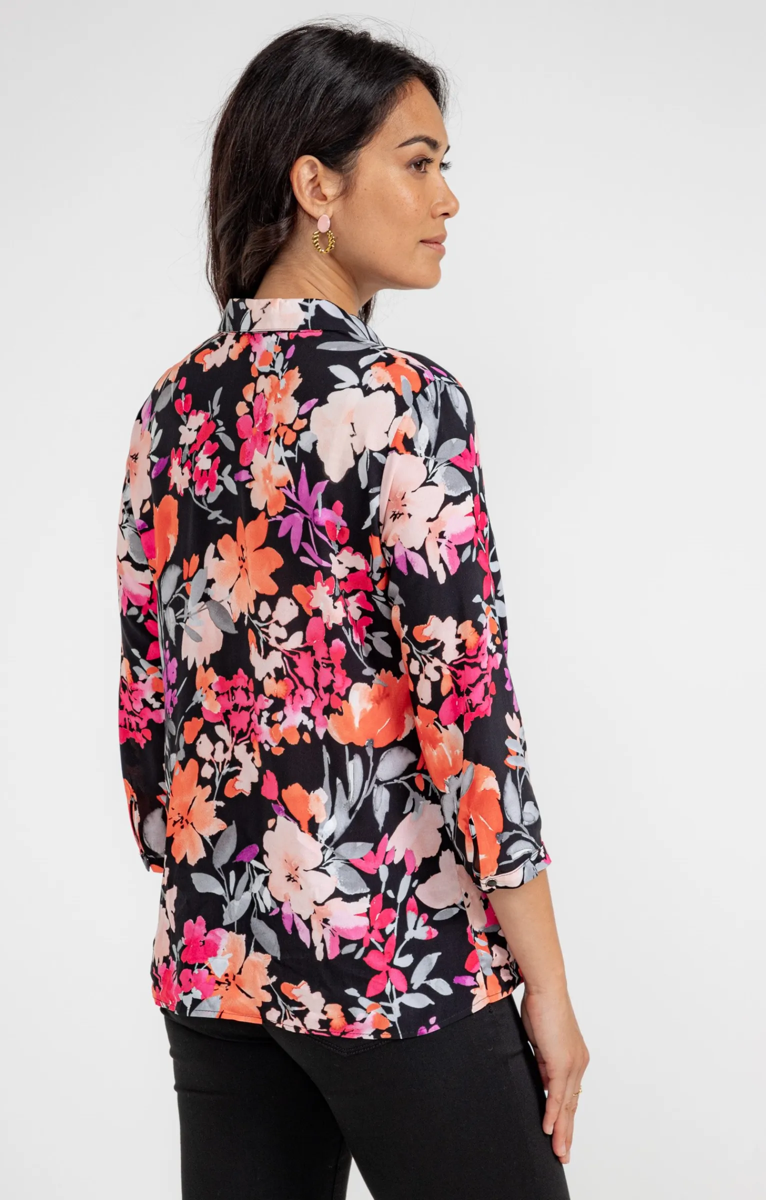 Chemisiers<Armand Thiery CHEMISE IMPRIME FLORAL - Noir