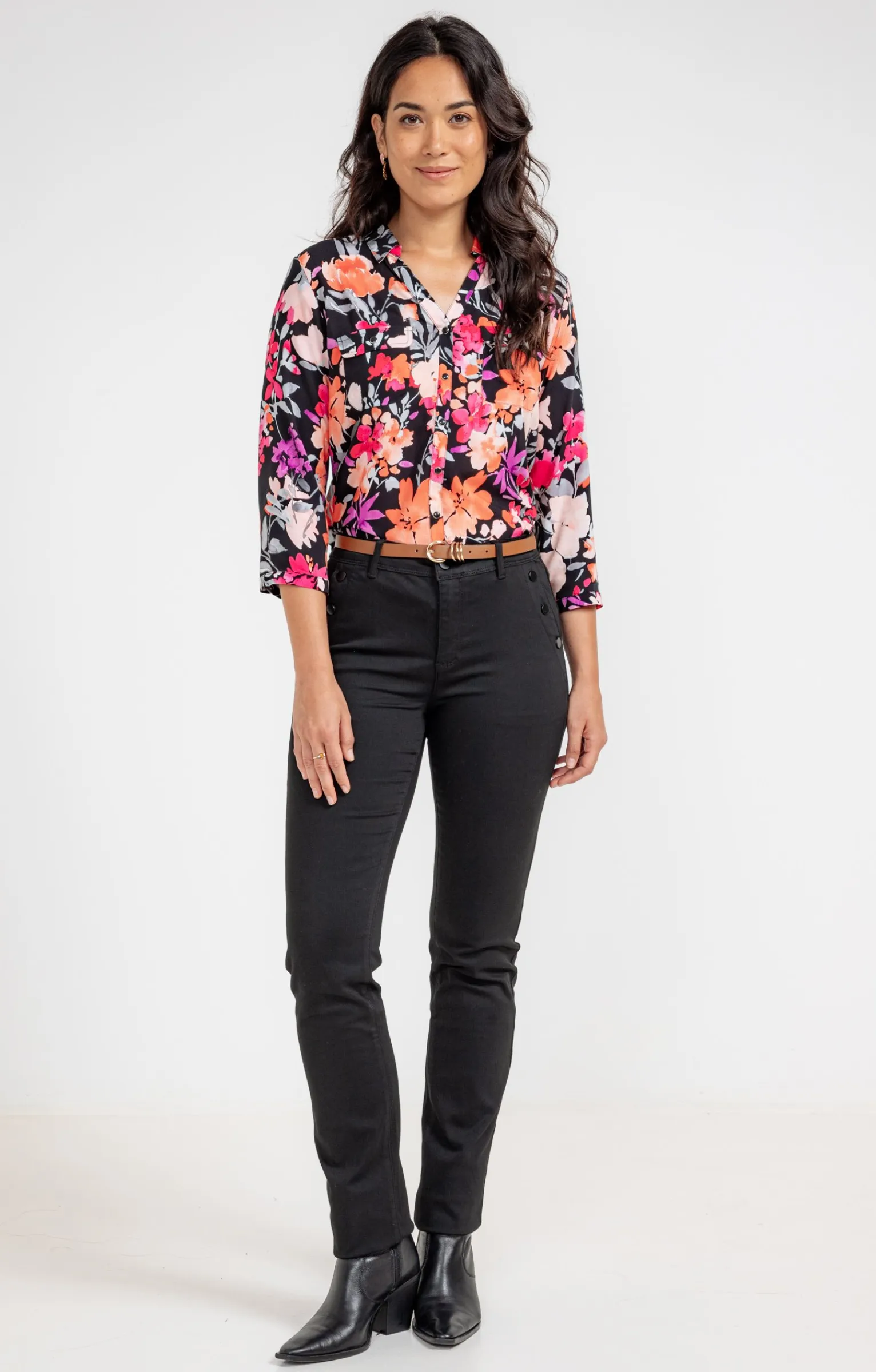 Chemisiers<Armand Thiery CHEMISE IMPRIME FLORAL - Noir