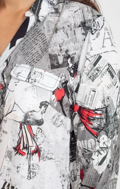 Chemisiers<Armand Thiery CHEMISE IMPRIME LUDIQUE NEWSPAPER - Noir