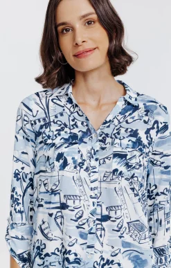 Chemisiers<Armand Thiery Chemise imprimée motif paysage - Bleu