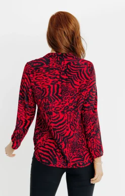 Chemisiers<Armand Thiery CHEMISE IMPRIME PEAU DE BETE BOUTONNEE - Rouge