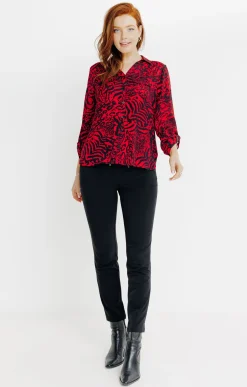 Chemisiers<Armand Thiery CHEMISE IMPRIME PEAU DE BETE BOUTONNEE - Rouge