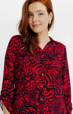 Chemisiers<Armand Thiery CHEMISE IMPRIME PEAU DE BETE BOUTONNEE - Rouge