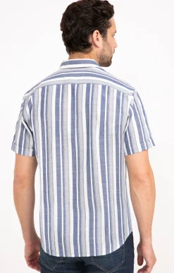 Chemises<Armand Thiery Chemise manches courtes à rayures - Bleu