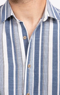 Chemises<Armand Thiery Chemise manches courtes à rayures - Bleu