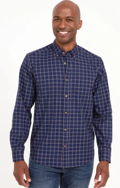 Chemises<Armand Thiery Chemise manches longues à carreaux - Marine