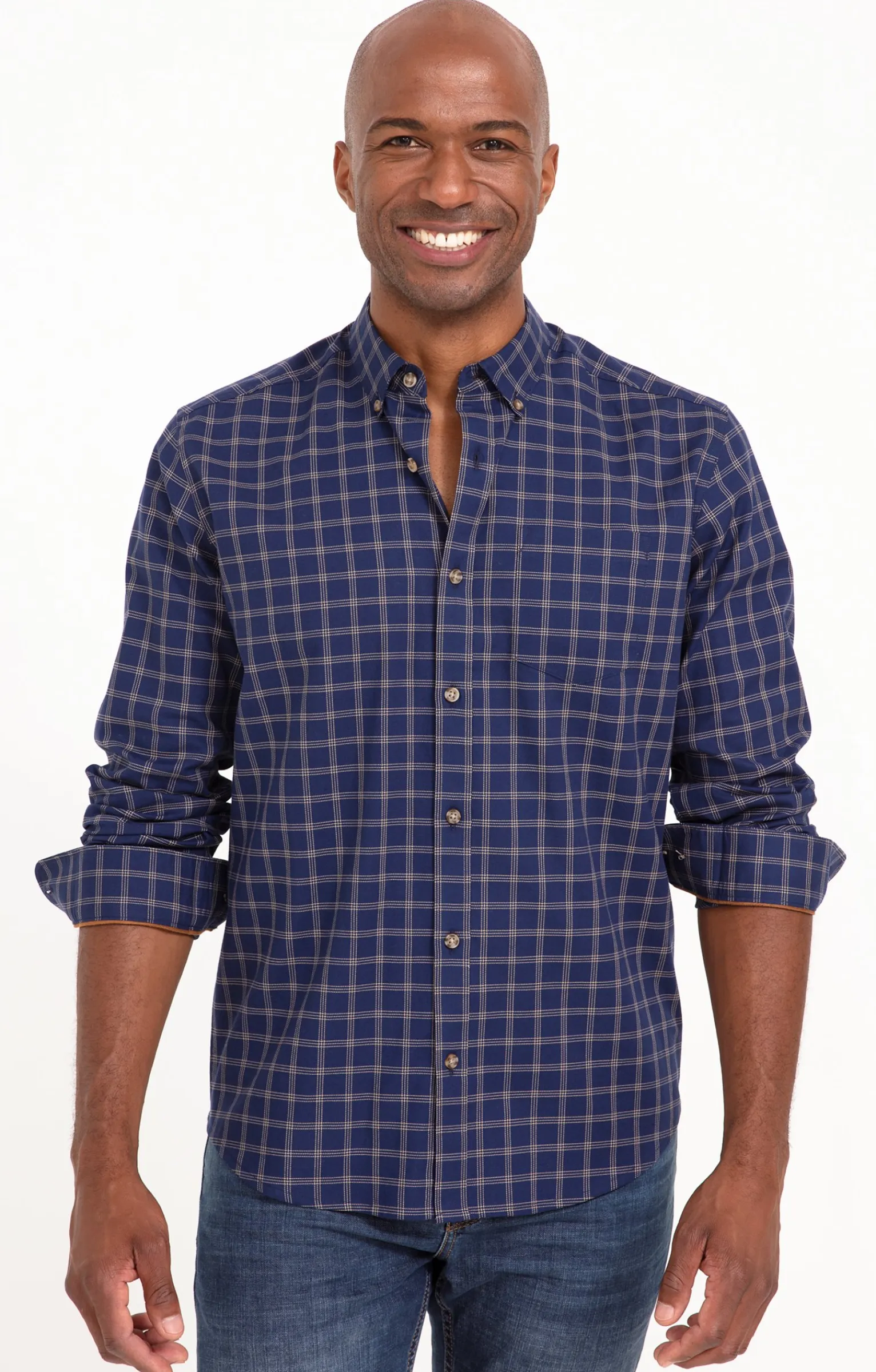 Chemises<Armand Thiery Chemise manches longues à carreaux - Marine