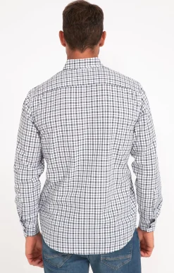 Chemises<Armand Thiery Chemise manches longues à carreaux DOBBY - Blanc