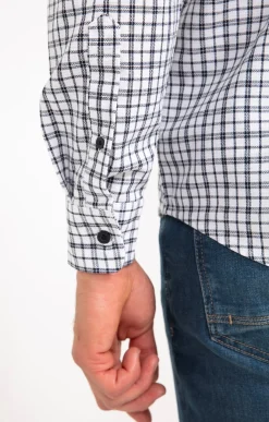 Chemises<Armand Thiery Chemise manches longues à carreaux DOBBY - Blanc
