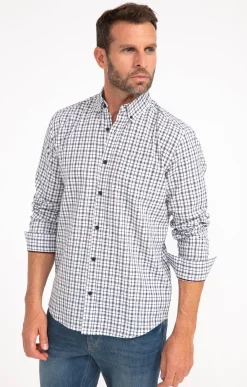 Chemises<Armand Thiery Chemise manches longues à carreaux DOBBY - Blanc