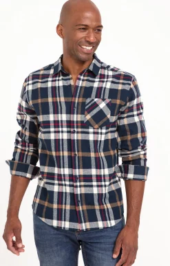 Chemises<Armand Thiery Chemise manches longues à carreaux - Marine