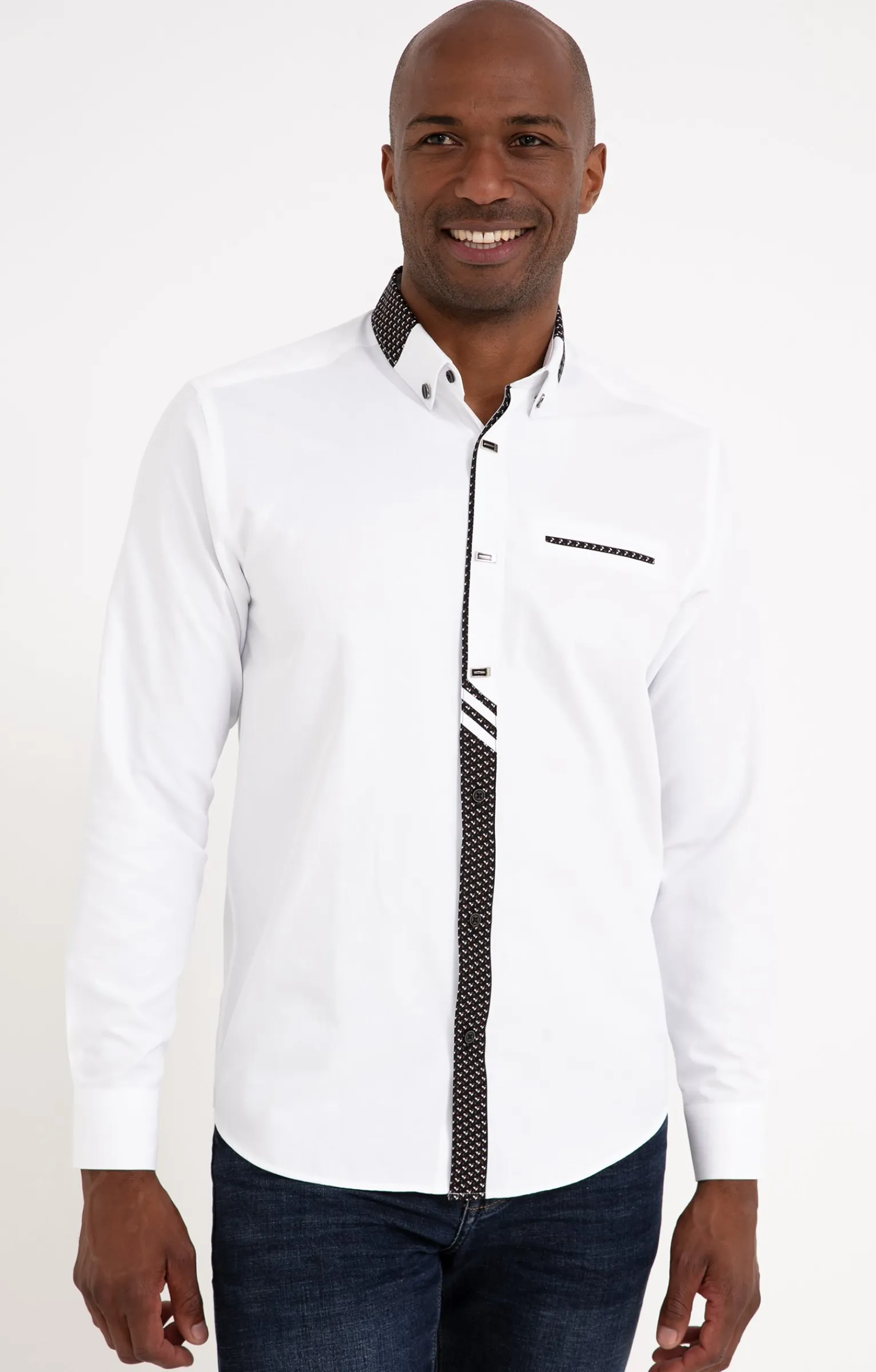 Chemises<Armand Thiery Chemise manches longues détails imprimés - Blanc