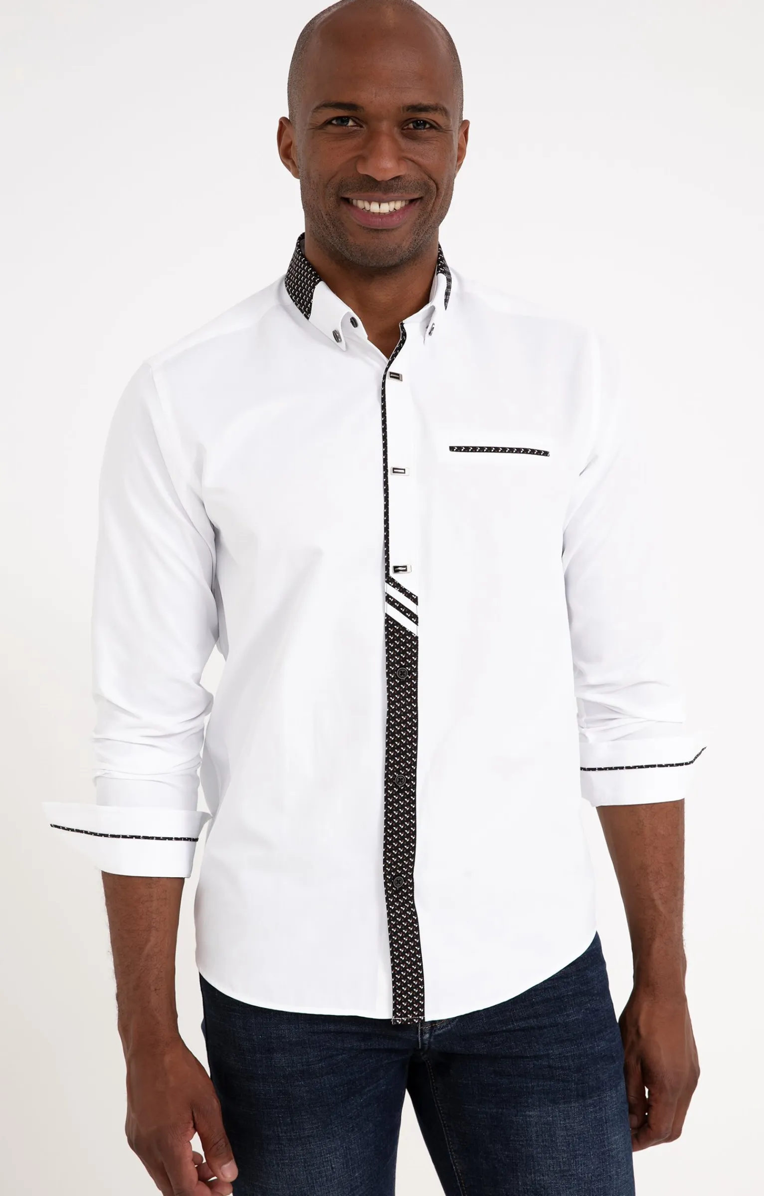 Chemises<Armand Thiery Chemise manches longues détails imprimés - Blanc