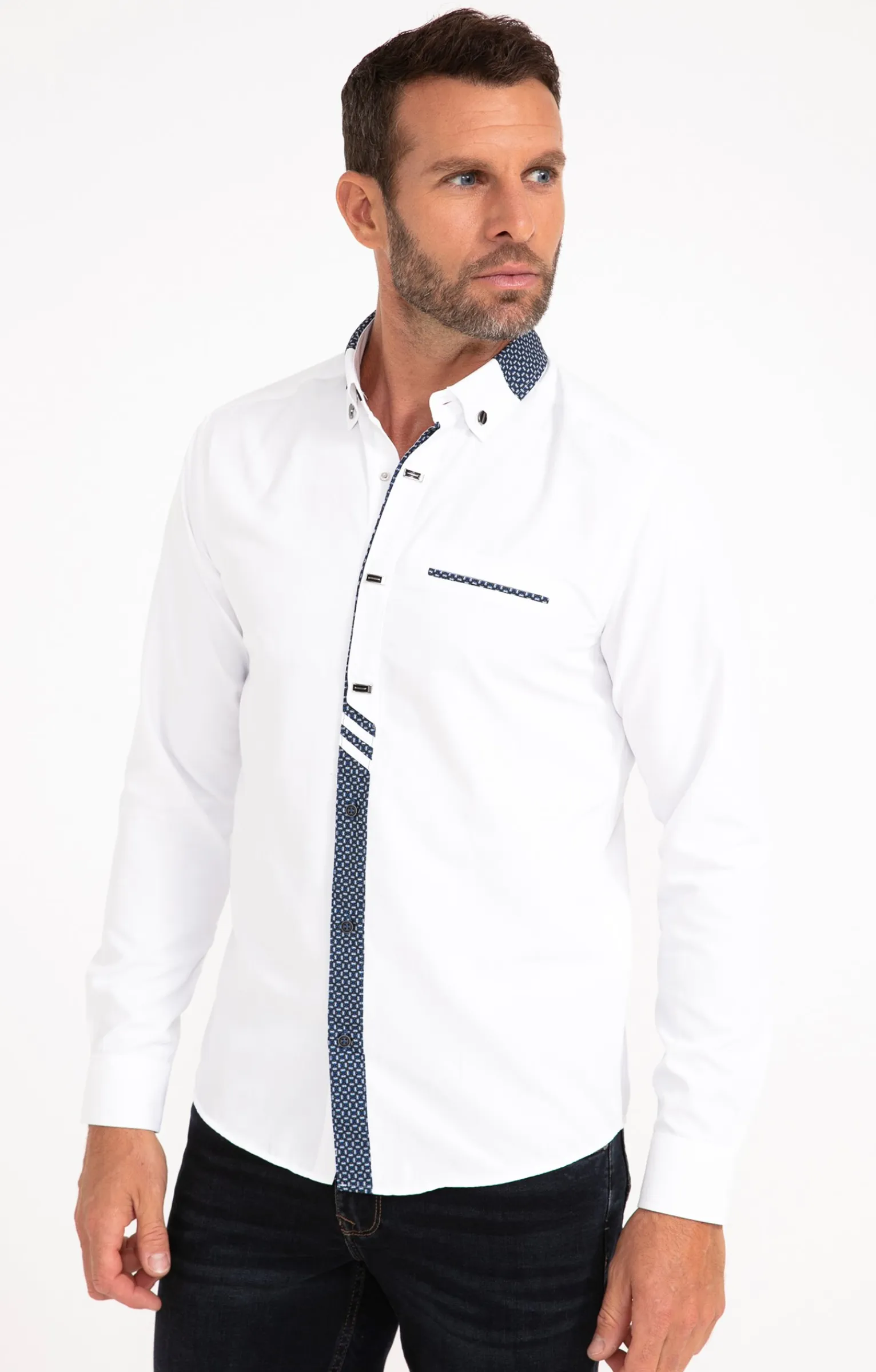 Chemises<Armand Thiery Chemise manches longues détails imprimés - Blanc