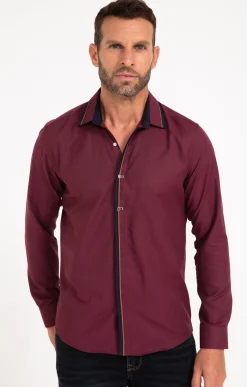 Chemises<Armand Thiery Chemise manches longues en satin grenat - Bordeaux