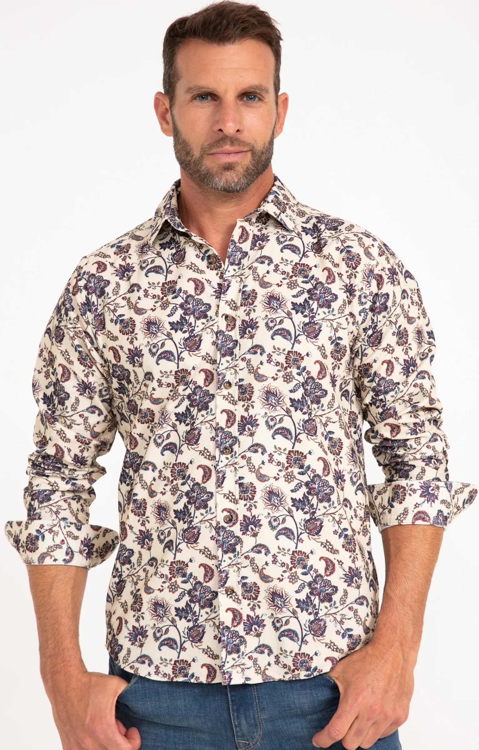 Chemises<Armand Thiery Chemise manches longues en velours - Écru