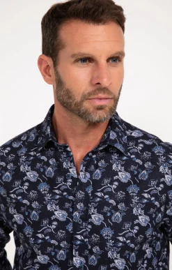 Chemises<Armand Thiery Chemise manches longues flanelles - Bleu