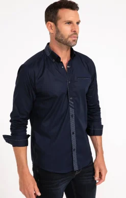 Chemises<Armand Thiery Chemise manches longues uni bleu - Marine