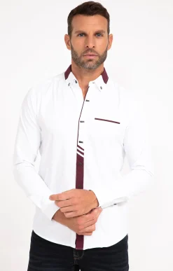 Chemises<Armand Thiery Chemise manches longues uni grenat - Blanc