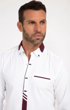 Chemises<Armand Thiery Chemise manches longues uni grenat - Blanc