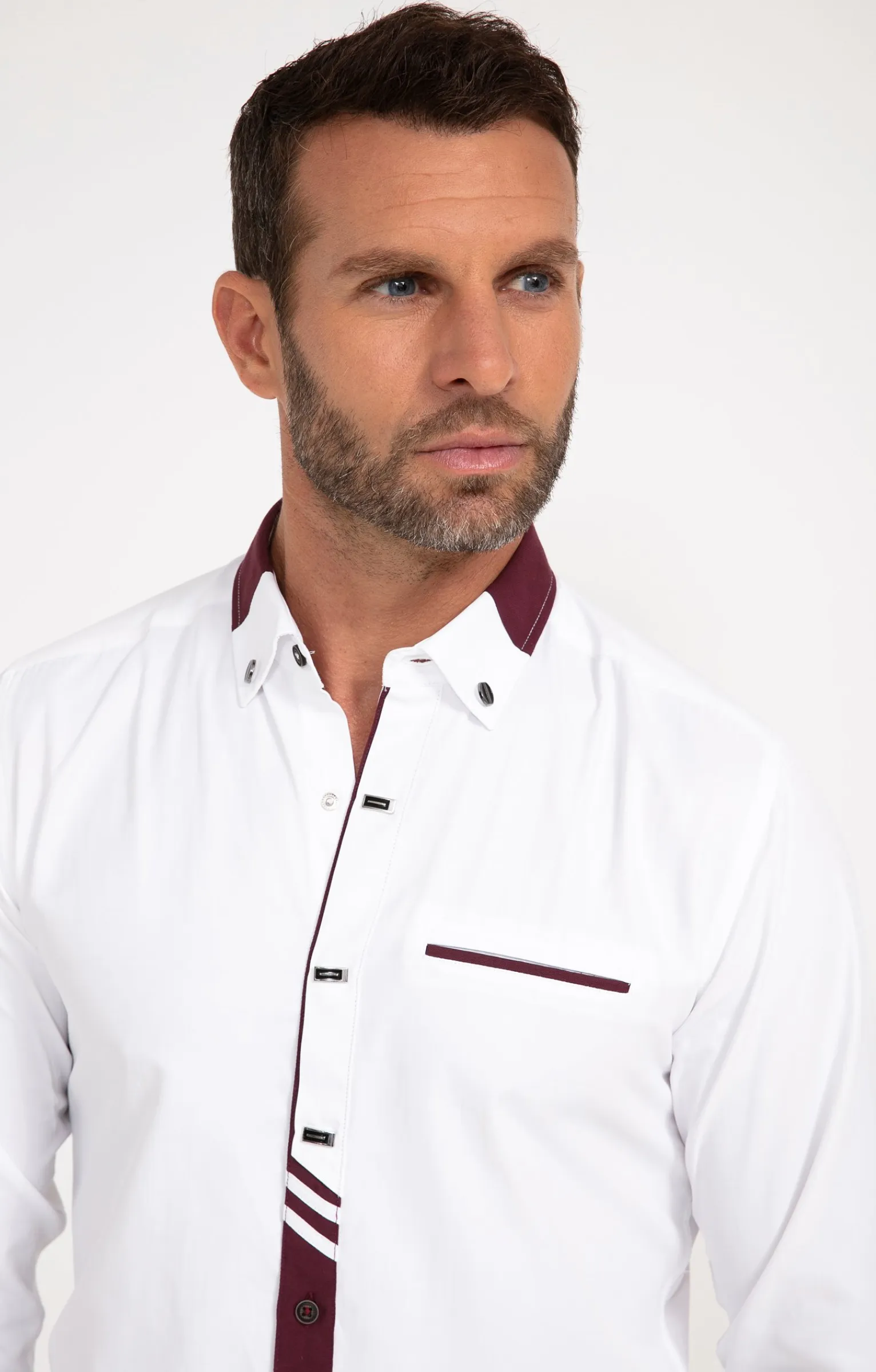 Chemises<Armand Thiery Chemise manches longues uni grenat - Blanc