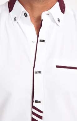 Chemises<Armand Thiery Chemise manches longues uni grenat - Blanc