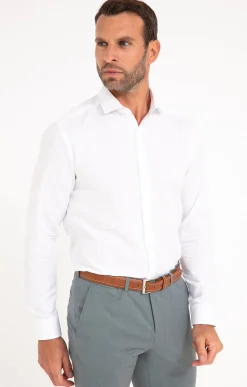 Chemises<Armand Thiery CHEMISE VILLE MICRODOT AJUSTÉE - Blanc