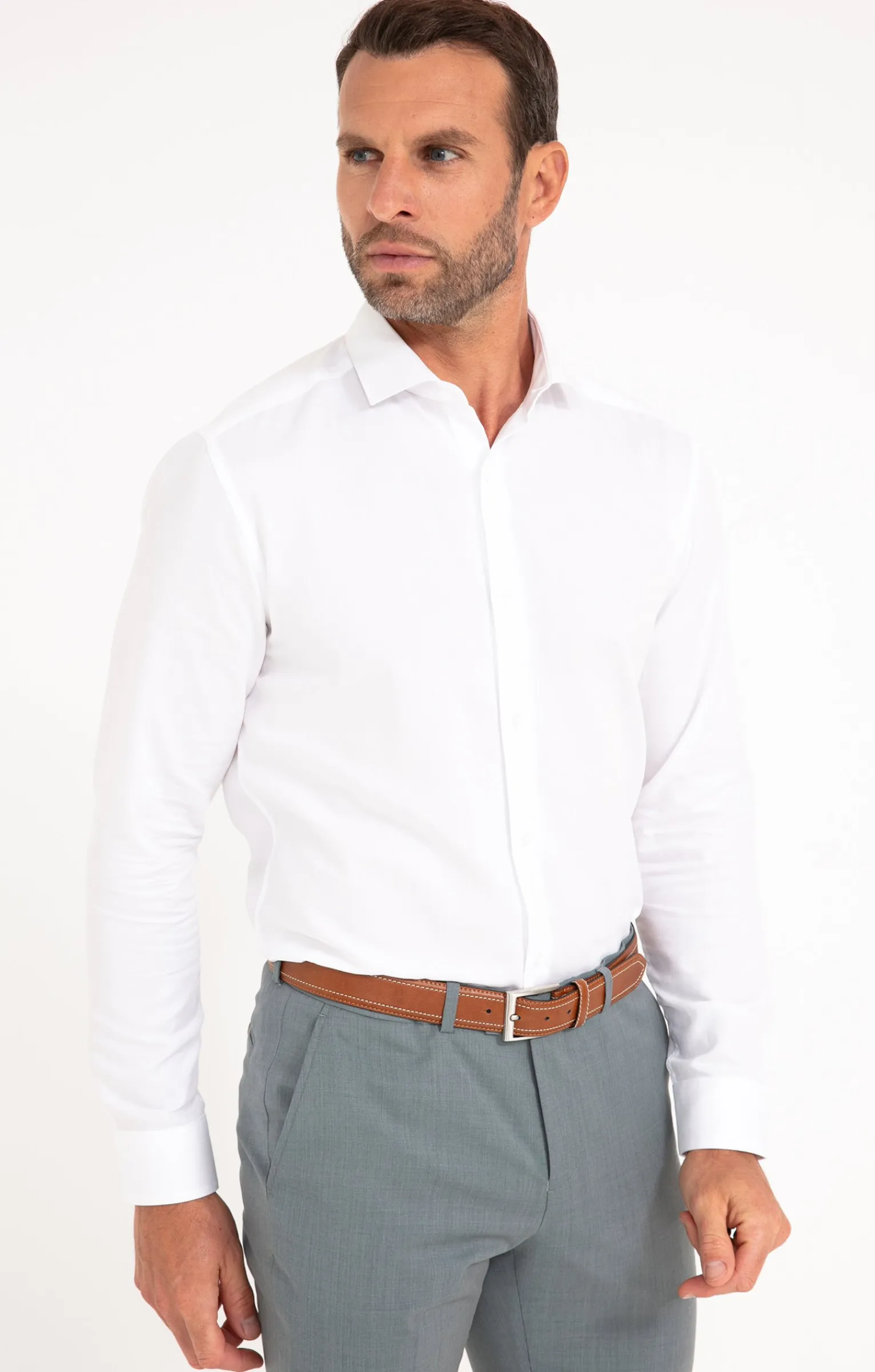 Chemises<Armand Thiery CHEMISE VILLE MICRODOT AJUSTÉE - Blanc