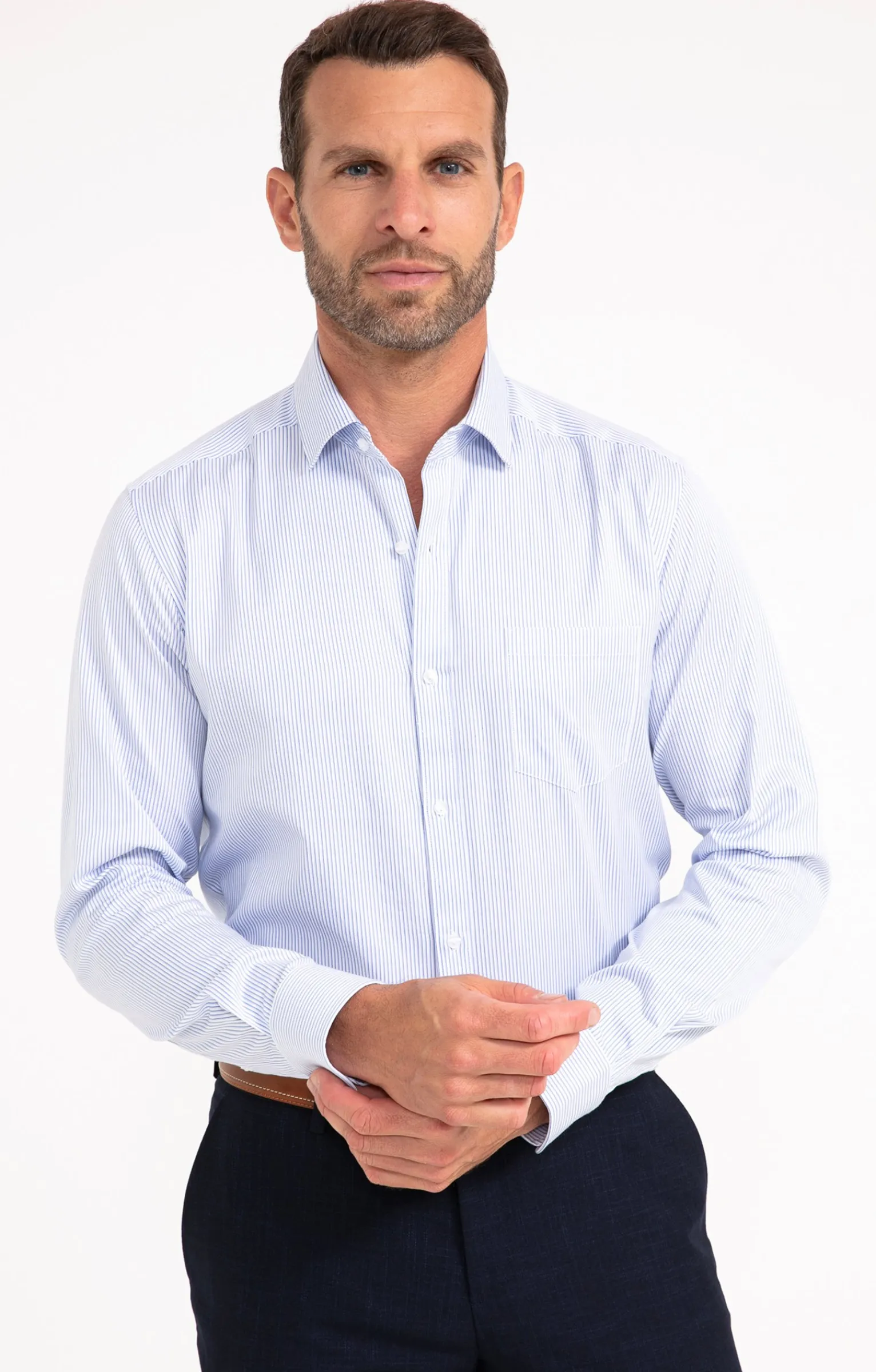 Chemises<Armand Thiery CHEMISE VILLE RAYURES AJUSTÉE - Bleuciel