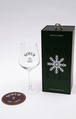 Accessoires<Armand Thiery Coffret verre et sous-verre Soeur - Bordeaux