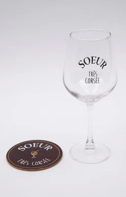 Accessoires<Armand Thiery Coffret verre et sous-verre Soeur - Bordeaux