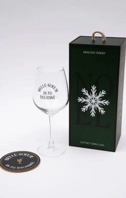 Accessoires<Armand Thiery Coffret verre et sous-verre Belle-Soeur - Noir
